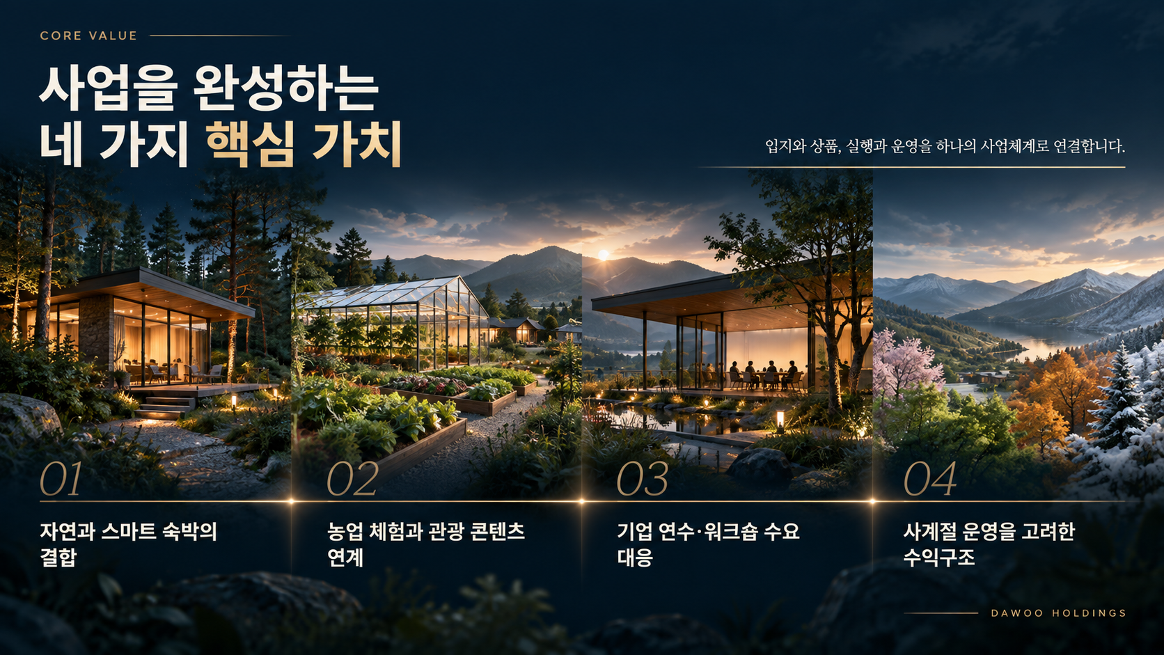 가평 스마트 관광농원 사업 네 가지 핵심 가치