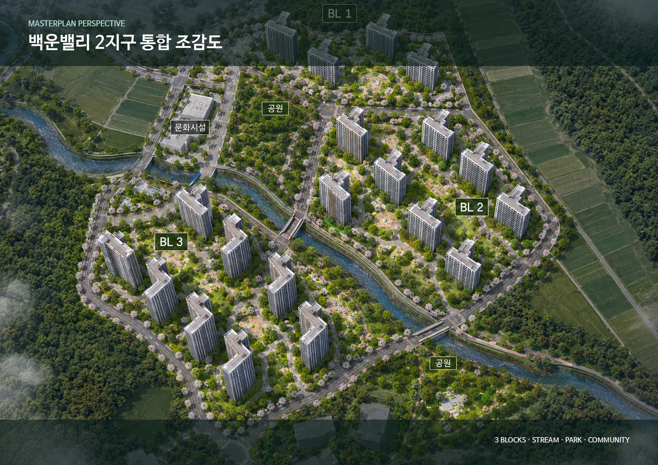 백운밸리 2지구 1BL, 2BL, 3BL 통합 조감도